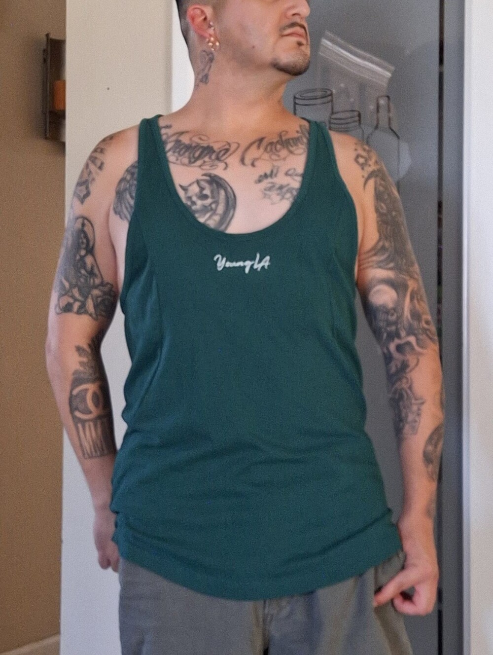 YoungLA Elongated Racerback Stringer Athletic Tank Top